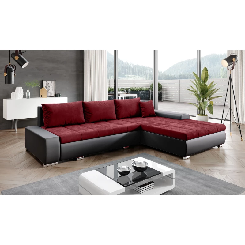 Rohová rozkládací sedačka CARLINA - černá / červená