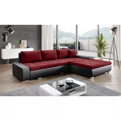 Rohová rozkládací sedačka CARLINA - černá / červená