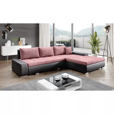 Rohová rozkládací sedačka CARLINA - černá / růžová