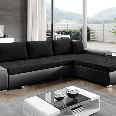 Rohová rozkládací sedačka CARLINA - černá / antracit