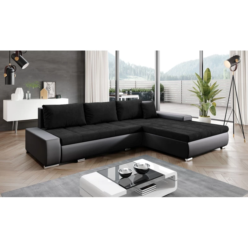 Rohová rozkládací sedačka CARLINA - černá / antracit