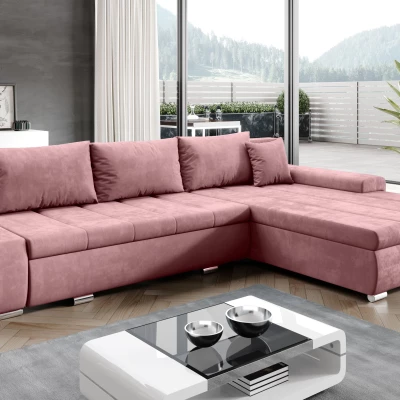 Rohová rozkládací sedačka CARLINA - růžová