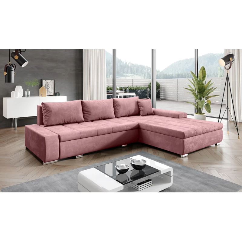 Rohová rozkládací sedačka CARLINA - růžová