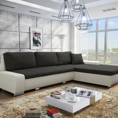 Rohová rozkládací sedačka CARLINA - bílá / tmavě šedá