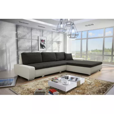 Rohová rozkládací sedačka CARLINA - bílá / tmavě šedá