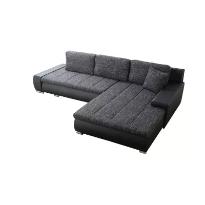 Rohová rozkládací sedačka CARLINA - černá eko kůže / tmavě šedá