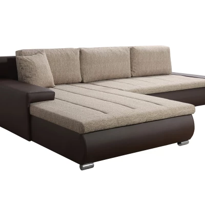 Rohová rozkládací sedačka CARLINA - tmavě hnědá / béžová