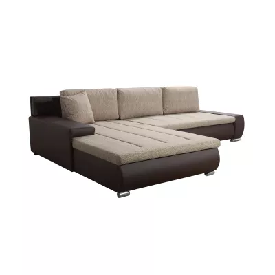 Rohová rozkládací sedačka CARLINA - tmavě hnědá / béžová