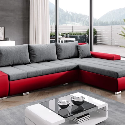 Rohová rozkládací sedačka CARLINA - červená / šedá