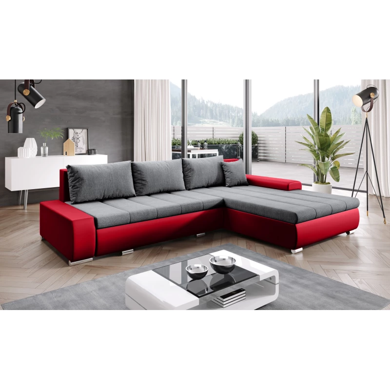 Rohová rozkládací sedačka CARLINA - červená / šedá