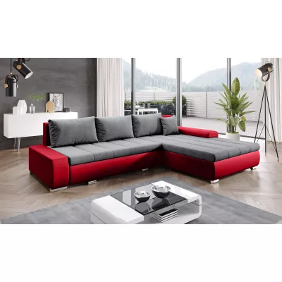 Rohová rozkládací sedačka CARLINA - červená / šedá
