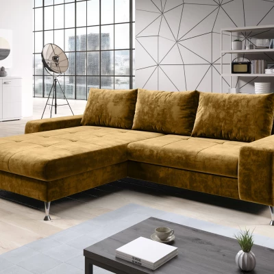 Stylová rozkládací sedačka CHRISTINE - hořčicová, levý roh