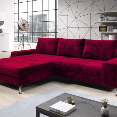 Stylová rozkládací sedačka CHRISTINE - červená, levý roh