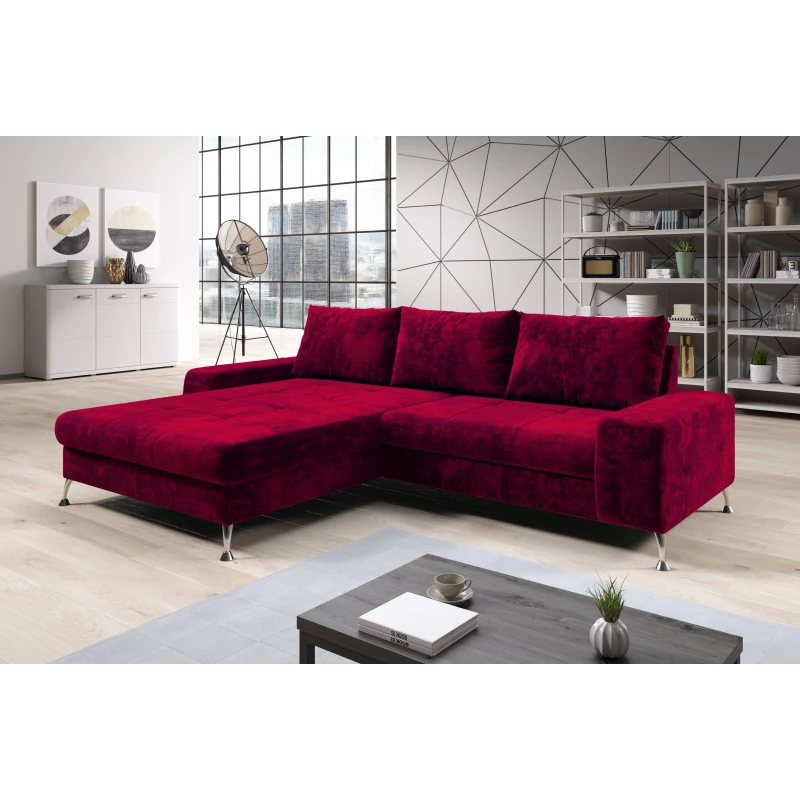 Stylová rozkládací sedačka CHRISTINE - červená, levý roh