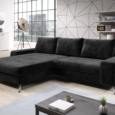 Stylová rozkládací sedačka CHRISTINE - černá, levý roh