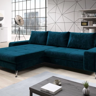 Stylová rozkládací sedačka CHRISTINE - modrá, levý roh