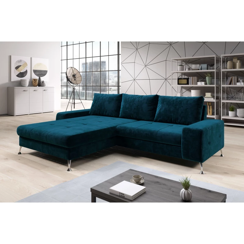 Stylová rozkládací sedačka CHRISTINE - modrá, levý roh