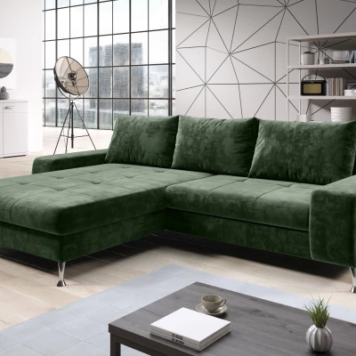 Stylová rozkládací sedačka CHRISTINE - tmavě zelená, levý roh