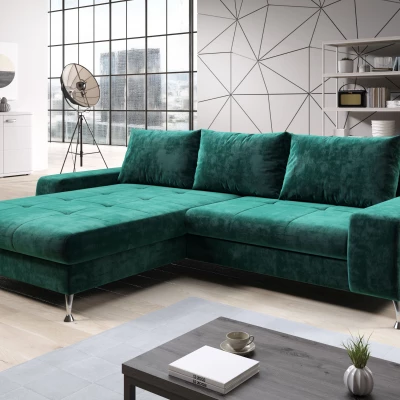 Stylová rozkládací sedačka CHRISTINE - zelená, levý roh