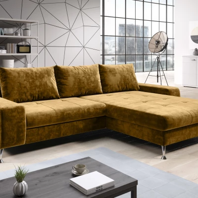 Stylová rozkládací sedačka CHRISTINE - hořčicová, pravý roh