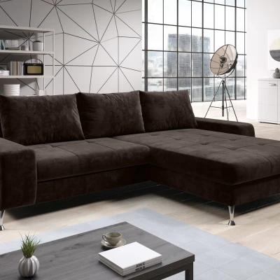 Stylová rozkládací sedačka CHRISTINE - tmavě hnědá, pravý roh