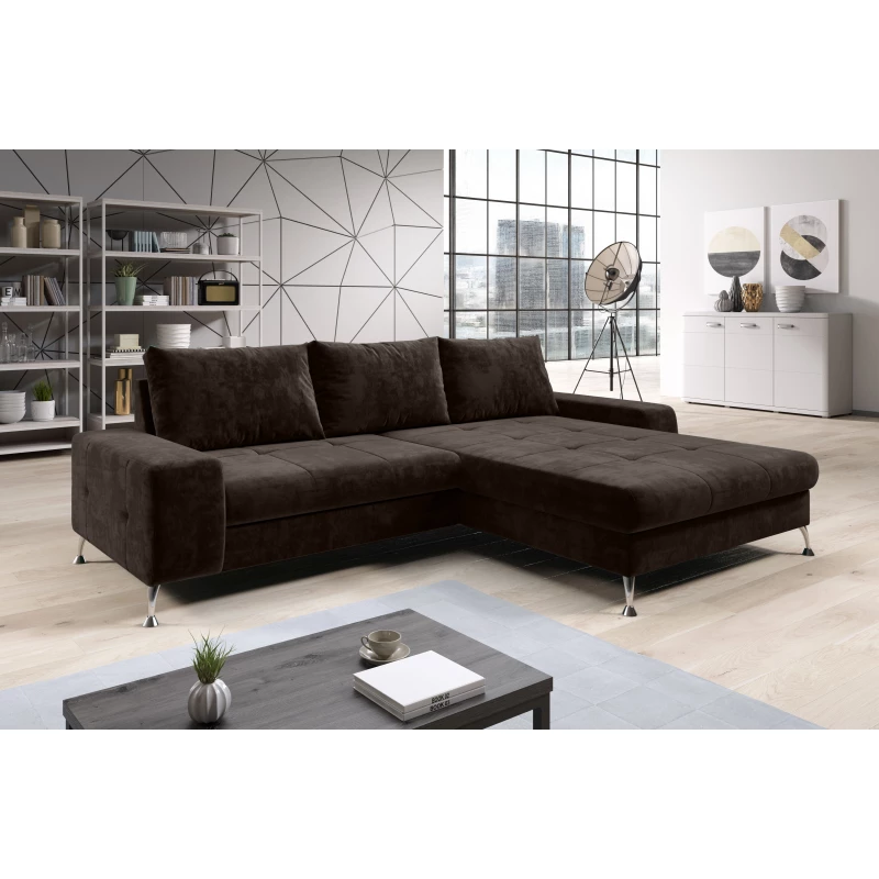 Stylová rozkládací sedačka CHRISTINE - tmavě hnědá, pravý roh