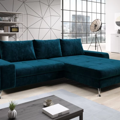 Stylová rozkládací sedačka CHRISTINE - modrá, pravý roh