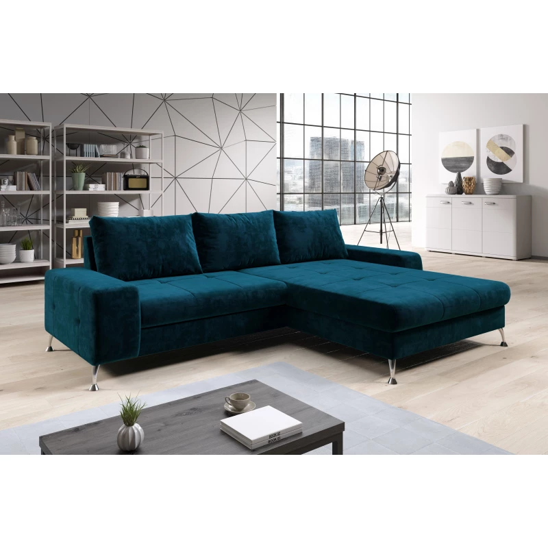 Stylová rozkládací sedačka CHRISTINE - modrá, pravý roh