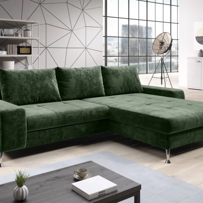 Stylová rozkládací sedačka CHRISTINE - tmavě zelená, pravý roh