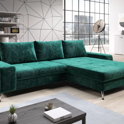 Stylová rozkládací sedačka CHRISTINE - zelená, pravý roh