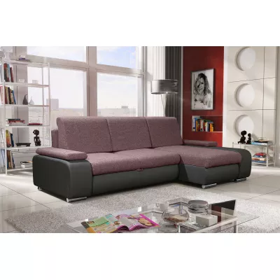 Sedací souprava s úložným prostorem XAVERA - tmavě šedá / růžová