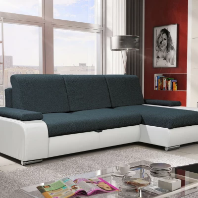 Sedací souprava s úložným prostorem XAVERA - bílá / modrá