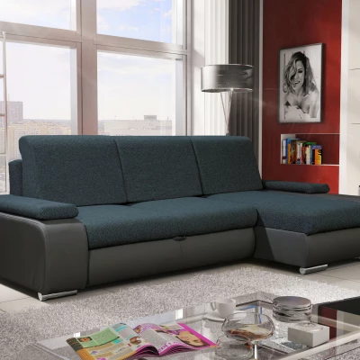 Sedací souprava s úložným prostorem XAVERA - tmavě šedá / modrá