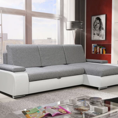 Sedací souprava s úložným prostorem XAVERA - bílá / světle šedá