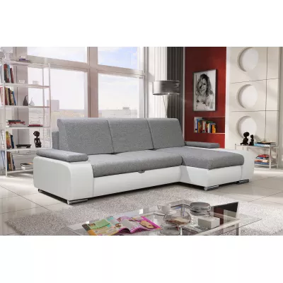 Sedací souprava s úložným prostorem XAVERA - bílá / světle šedá