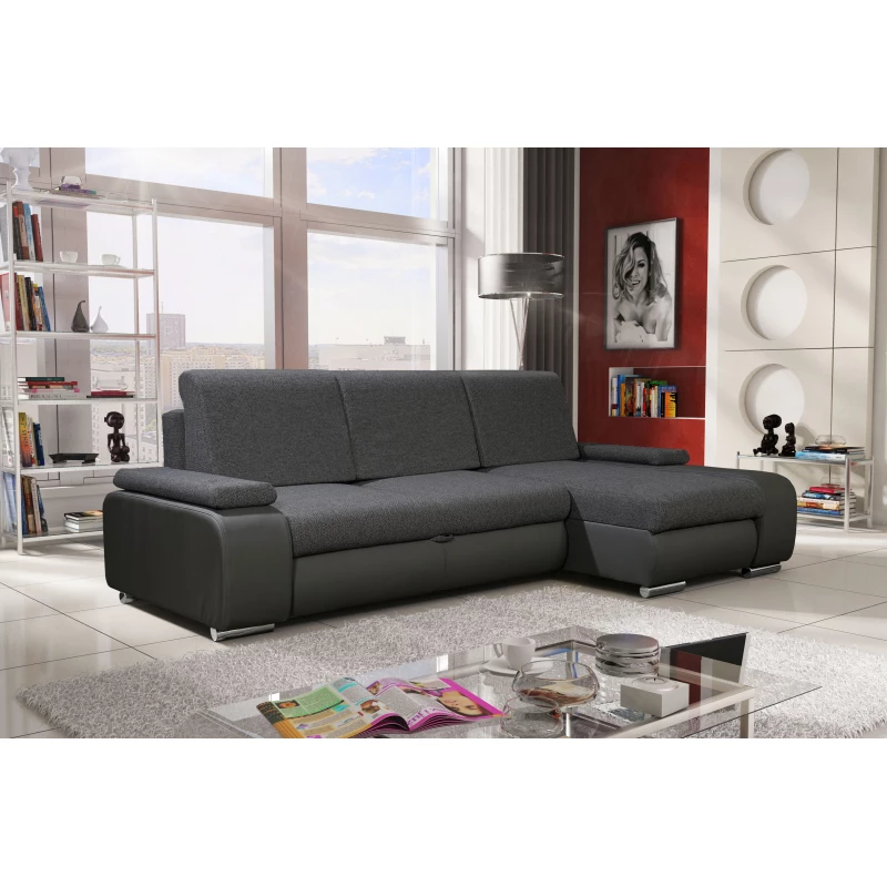 Sedací souprava s úložným prostorem XAVERA - tmavě šedá / šedá