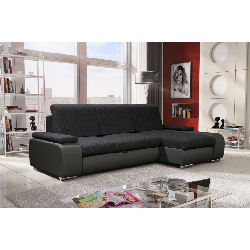 Sedací souprava s úložným prostorem XAVERA - tmavě šedá / antracit