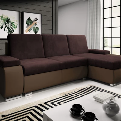 Sedací souprava s úložným prostorem XAVERA - tmavě hnědá / vínová