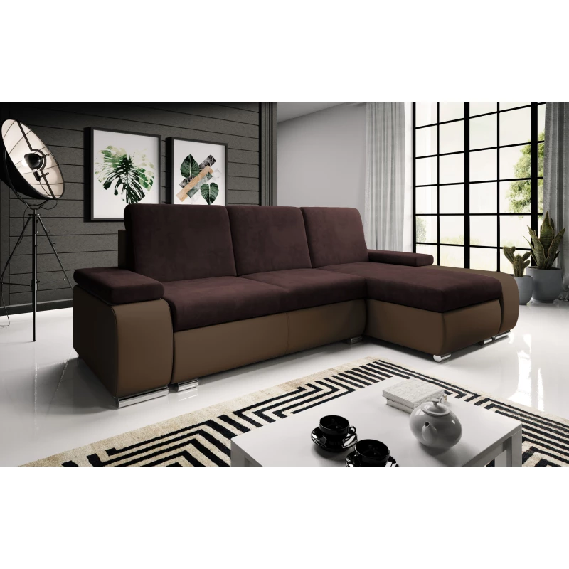 Sedací souprava s úložným prostorem XAVERA - tmavě hnědá / vínová