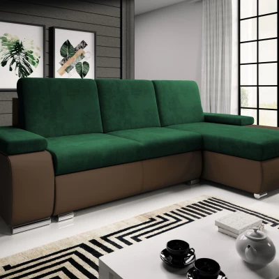 Sedací souprava s úložným prostorem XAVERA - tmavě hnědá / zelená