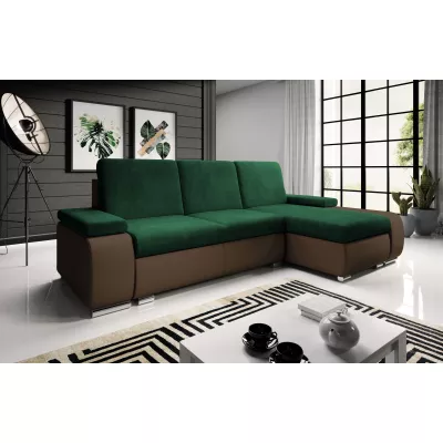 Sedací souprava s úložným prostorem XAVERA - tmavě hnědá / zelená