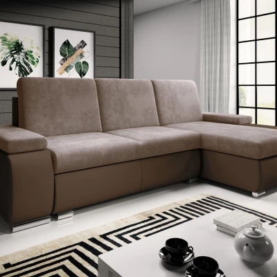 Sedací souprava s úložným prostorem XAVERA - tmavě hnědá / cappuccino