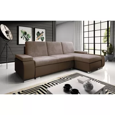 Sedací souprava s úložným prostorem XAVERA - tmavě hnědá / cappuccino