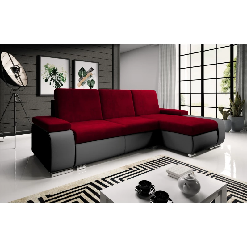 Sedací souprava s úložným prostorem XAVERA - černá / červená