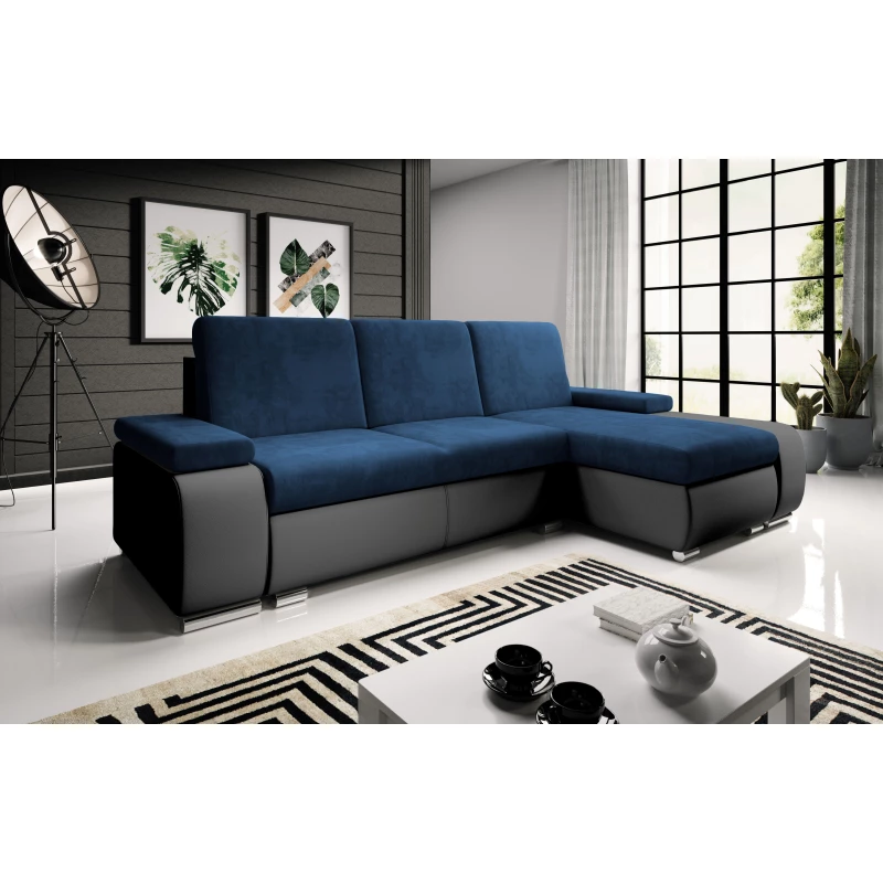 Sedací souprava s úložným prostorem XAVERA - černá / tmavě modrá