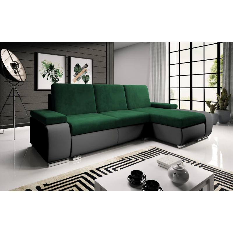 Sedací souprava s úložným prostorem XAVERA - černá / zelená