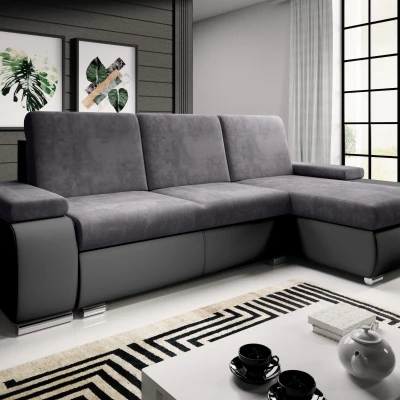 Sedací souprava s úložným prostorem XAVERA - černá / popelavá