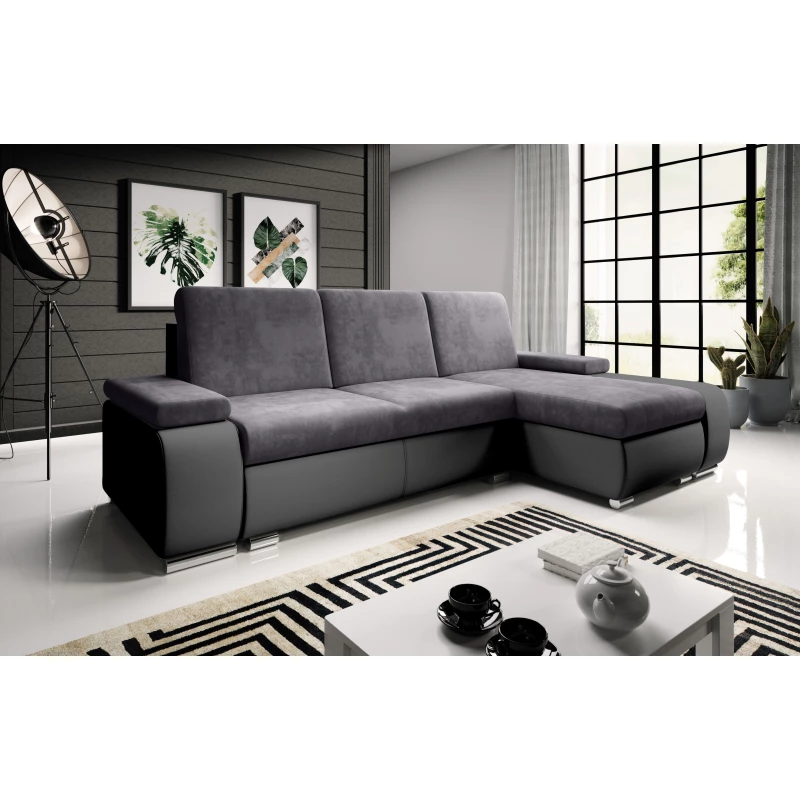 Sedací souprava s úložným prostorem XAVERA - černá / popelavá