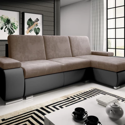 Sedací souprava s úložným prostorem XAVERA - černá / cappuccino