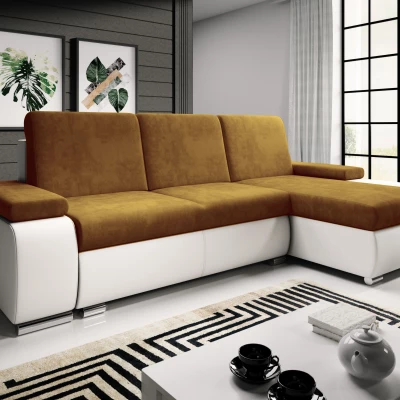 Sedací souprava s úložným prostorem XAVERA - bílá / hořčicová